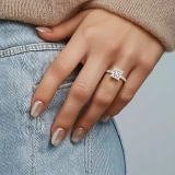 Princess Lab Created Diamond Cathedral Open Bridge Solitaire with Accents Engagement Ring in White Gold (MVSLG1473-W)
