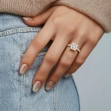 Princess Lab Created Diamond Cathedral Open Bridge Solitaire with Accents Engagement Ring in Yellow Gold (MVSLG1473-Y)