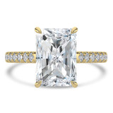 Radiant Lab Created Diamond Cathedral Open Bridge Solitaire with Accents Engagement Ring in Yellow Gold (MVSLG1474-Y)