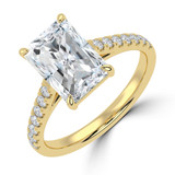 Radiant Lab Created Diamond Cathedral Open Bridge Solitaire with Accents Engagement Ring in Yellow Gold (MVSLG1474-Y)