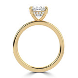 Cushion Lab Created Diamond Hidden Halo Solitaire with Accents Engagement Ring in Yellow Gold with Channel Set Emerald Accents (MVSLG1475-Y)