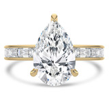 Pear Lab Created Diamond Hidden Halo Solitaire with Accents Engagement Ring in Yellow Gold with Channel Set Emerald Accents (MVSLG1476-Y)