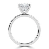 Princess Lab Created Diamond Hidden Halo Solitaire with Accents Engagement Ring in White Gold with Channel Set Emerald Accents (MVSLG1477-W)