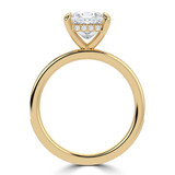 Princess Lab Created Diamond Hidden Halo Solitaire with Accents Engagement Ring in Yellow Gold with Channel Set Emerald Accents (MVSLG1477-Y)