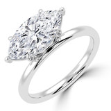 Marquise Lab Created Diamond Offset Center Stone Open Bridge Solitaire Engagement Ring in White Gold (MVSLG1482-W)