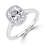 Cushion Lab Created Diamond Vintage Bezel Set Open Bridge Solitaire Engagement Ring in White Gold (MVSLG1483-W)