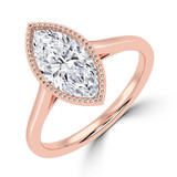 Marquise Lab Created Diamond Vintage Bezel Set Open Bridge Solitaire Engagement Ring in Rose Gold (MVSLG1484-R)