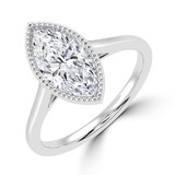Marquise Lab Created Diamond Vintage Bezel Set Open Bridge Solitaire Engagement Ring in White Gold (MVSLG1484-W)