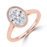 Oval Lab Created Diamond Vintage Bezel Set Open Bridge Solitaire Engagement Ring in Rose Gold (MVSLG1485-R)