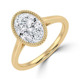 Oval Lab Created Diamond Vintage Bezel Set Open Bridge Solitaire Engagement Ring in Yellow Gold (MVSLG1485-Y)