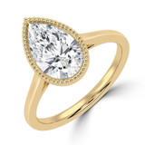 Pear Lab Created Diamond Vintage Bezel Set Open Bridge Solitaire Engagement Ring in Yellow Gold (MVSLG1486-Y)