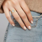 Princess Lab Created Diamond Vintage Bezel Set Open Bridge Solitaire Engagement Ring in Yellow Gold (MVSLG1487-Y)