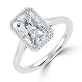 Radiant Lab Created Diamond Vintage Bezel Set Open Bridge Solitaire Engagement Ring in White Gold (MVSLG1488-W)