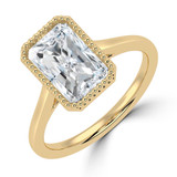 Radiant Lab Created Diamond Vintage Bezel Set Open Bridge Solitaire Engagement Ring in Yellow Gold (MVSLG1488-Y)