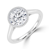 Round Lab Created Diamond Vintage Bezel Set Open Bridge Solitaire Engagement Ring in White Gold (MVSLG1489-W)
