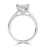 Marquise Lab Created Diamond Cathedral Solitaire with Accents Engagement Ring in White Gold with Pave Diamond Bridge and Prongs (MVSLG1492-W)