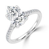 Pear Lab Created Diamond Cathedral Solitaire with Accents Engagement Ring in White Gold with Pave Diamond Bridge and Prongs (MVSLG1493-W)