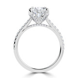 Pear Lab Created Diamond Cathedral Solitaire with Accents Engagement Ring in White Gold with Pave Diamond Bridge and Prongs (MVSLG1493-W)