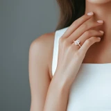 Oval Lab Created Diamond Hidden Halo Solitaire with Accents Engagement Ring in Rose Gold (MVSLG1498-R)