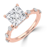 Princess Lab Created Diamond Hidden Halo Solitaire with Accents Engagement Ring in Rose Gold (MVSLG1499-R)