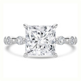 Princess Lab Created Diamond Hidden Halo Solitaire with Accents Engagement Ring in White Gold (MVSLG1499-W)