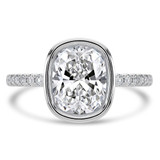 Cushion Lab Created Diamond Bezel Set Open Bridge Solitaire with Accents Engagement Ring in White Gold (MVSLG1500-W)