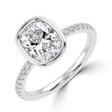 Cushion Lab Created Diamond Bezel Set Open Bridge Solitaire with Accents Engagement Ring in White Gold (MVSLG1500-W)