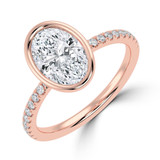 Oval Lab Created Diamond Bezel Set Open Bridge Solitaire with Accents Engagement Ring in Rose Gold (MVSLG1502-R)