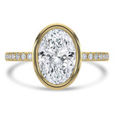 Oval Lab Created Diamond Bezel Set Open Bridge Solitaire with Accents Engagement Ring in Yellow Gold (MVSLG1502-Y)