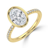 Oval Lab Created Diamond Bezel Set Open Bridge Solitaire with Accents Engagement Ring in Yellow Gold (MVSLG1502-Y)