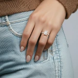 Radiant Lab Created Diamond 4-Prong Solitaire with Accents Engagement Ring in White Gold (MVSLG1503-W)