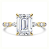 Emerald Lab Created Diamond Shared Prong Solitaire with Accents Engagement Ring in Yellow Gold with Marquise Accents (MVSLG1504-Y)