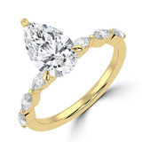 Pear Lab Created Diamond Shared Prong Solitaire with Accents Engagement Ring in Yellow Gold with Marquise Accents (MVSLG1505-Y)