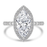 Marquise Lab Created Diamond 6-Prong Open Bridge Rollover Halo Engagement Ring in White Gold with Hidden Halo (MVSLG1506-W)