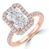 Radiant Lab Created Diamond 4-Prong Open Bridge Rollover Halo Engagement Ring in Rose Gold with Hidden Halo (MVSLG1508-R)