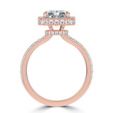 Radiant Lab Created Diamond 4-Prong Open Bridge Rollover Halo Engagement Ring in Rose Gold with Hidden Halo (MVSLG1508-R)