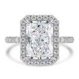 Radiant Lab Created Diamond 4-Prong Open Bridge Rollover Halo Engagement Ring in White Gold with Hidden Halo (MVSLG1508-W)