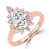Pear Lab Created Diamond 5-Prong Cathedral Floral Halo Engagement Ring in Rose Gold (MVSLG1511-R)