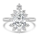 Pear Lab Created Diamond 5-Prong Cathedral Floral Halo Engagement Ring in White Gold (MVSLG1511-W)