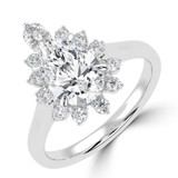 Pear Lab Created Diamond 5-Prong Cathedral Floral Halo Engagement Ring in White Gold (MVSLG1511-W)