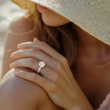 Round Lab Created Diamond 6-Prong Solitaire with Accents Engagement Ring in Yellow Gold (MVSLG1513-Y)