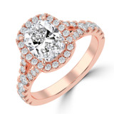 Cushion Lab Created Diamond 4-Prong Split-Shank Cathedral Open Bridge Halo Engagement Ring in Rose Gold (MVSLG1514-R)