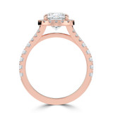 Cushion Lab Created Diamond 4-Prong Split-Shank Cathedral Open Bridge Halo Engagement Ring in Rose Gold (MVSLG1514-R)