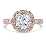 Cushion Lab Created Diamond 4-Prong Diamond Accented Basket Halo Engagement Ring in Rose Gold (MVSLG1515-R)