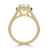 Cushion Lab Created Diamond 4-Prong Cathedral Halo Engagement Ring in Yellow Gold (MVSLG1517-Y)