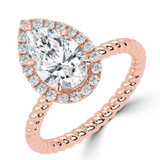 Pear Lab Created Diamond 6-Prong Twisted Rope Halo Engagement Ring in Rose Gold (MVSLG1520-R)