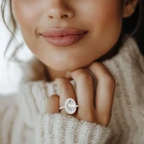 Oval Lab Created Diamond 4-Prong Halo Engagement Ring in White Gold with Hidden Accents (MVSLG1523-W)