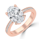 Oval Lab Created Diamond 4-Prong Tapered Solitaire with Accents Engagement Ring in Rose Gold (MVSLG1524-R)