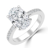 Oval Lab Created Diamond 4-Prong Tapered Solitaire with Accents Engagement Ring in White Gold (MVSLG1524-W)