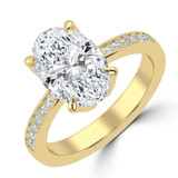 Oval Lab Created Diamond 4-Prong Tapered Solitaire with Accents Engagement Ring in Yellow Gold (MVSLG1524-Y)